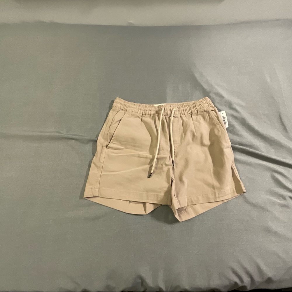 Beige Casual Drawstring Shorts